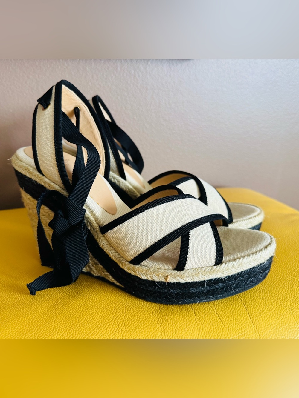 Castaner Hiedra Two-Tone Canvas Espadrille Wedge Sandals in Beige&Black/ 8/NWT - Picture 6 of 16